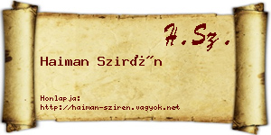 Haiman Szirén névjegykártya